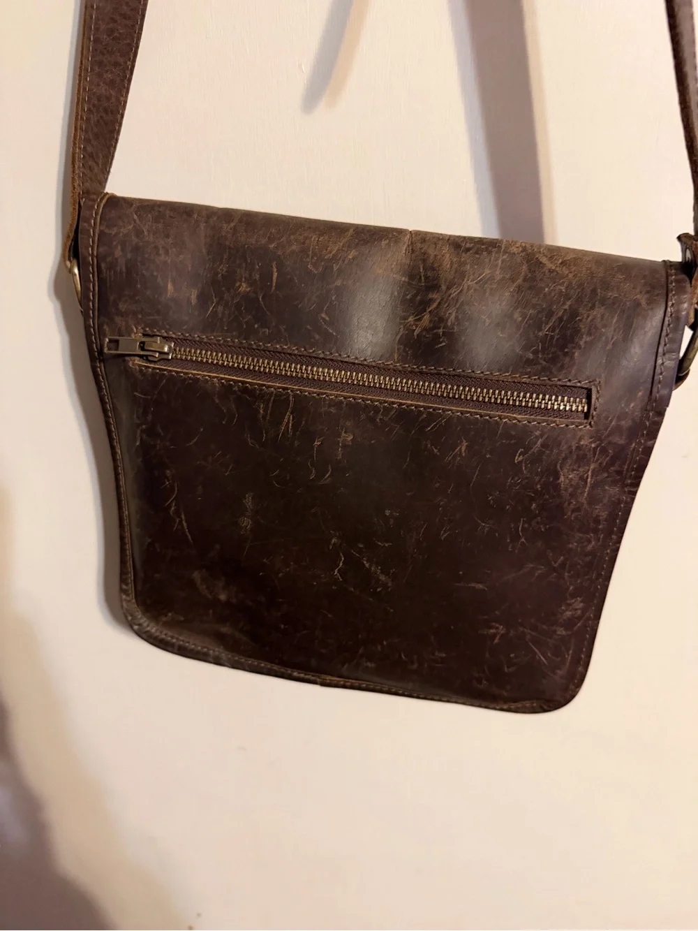 Oskar Stag Distressed Leather Messenger Bag Rustic Brown Crossbody Satchel
